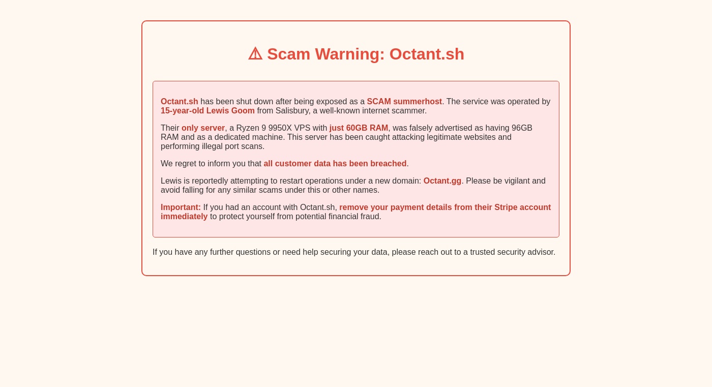 hijacked domain page